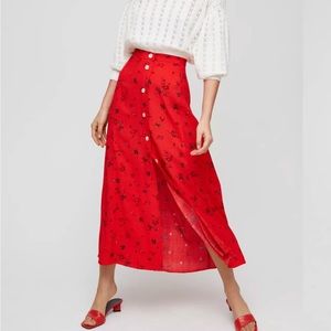 Aritzia Wilfred Amelie Button Front Midi Skirt